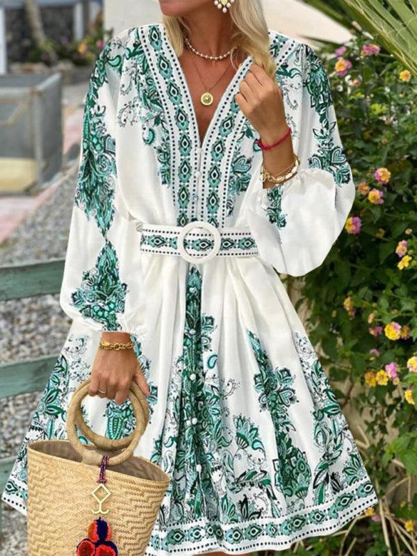 Mini Jurk met V-hals en Bohemian Print - Maxi Dresses - Jurkjes.co