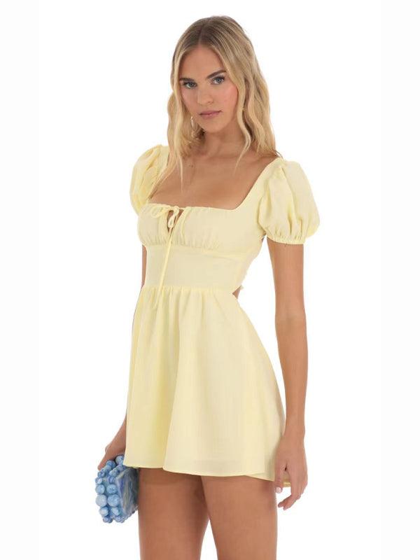 Mini Jurk met V-hals en Bolle Mouwen - Group7 - Jurkjes.co