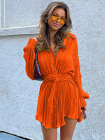 Mini Jurk met V-hals en Ceintuur - Mini Dresses - Jurkjes.co