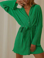 Mini Jurk met V-hals en Ceintuur - Mini Dresses - Jurkjes.co