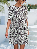 Mini Jurk met V-hals en Dierenprint - Mini Dresses - Jurkjes.co