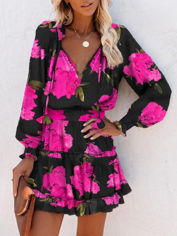 Mini Jurk met V-hals en Dierenprint - Mini Dresses - Jurkjes.co