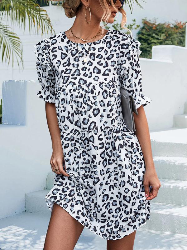 Mini Jurk met V-hals en Dierenprint - Mini Dresses - Jurkjes.co