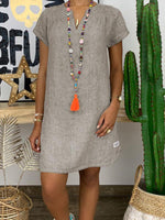 Mini Jurk met V-hals en Effen Kleur - Mini Dresses - Jurkjes.co