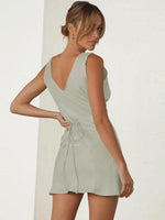 Mini Jurk met V-hals en Effen Kleur - Mini Dresses - Jurkjes.co