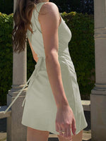 Mini Jurk met V-hals en Effen Kleur - Mini Dresses - Jurkjes.co