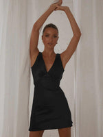 Mini Jurk met V-hals en Effen Kleur - Mini Dresses - Jurkjes.co