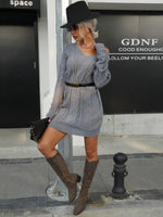 Mini Jurk met V-hals en Effen Kleur - Mini Dresses - Jurkjes.co