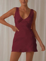 Mini Jurk met V-hals en Effen Kleur - Mini Dresses - Jurkjes.co