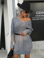 Mini Jurk met V-hals en Effen Kleur - Mini Dresses - Jurkjes.co