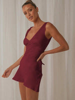 Mini Jurk met V-hals en Effen Kleur - Mini Dresses - Jurkjes.co