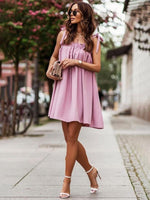 Mini Jurk met V-hals en Elastische Taille - Mini Dresses - Jurkjes.co