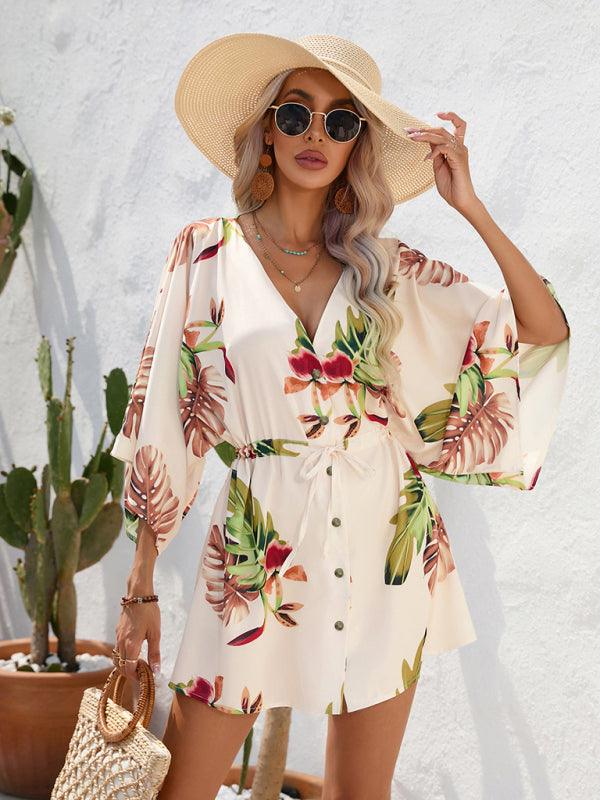 Mini Jurk met V-hals en Geometrisch Design - Mini Dresses - Jurkjes.co