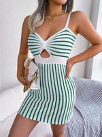 Mini Jurk met V-hals en Gestreept Design - Mini Dresses - Jurkjes.co