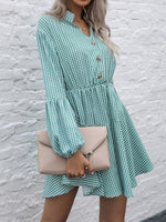 Mini Jurk met V-hals en Ginghamruit - Mini Dresses - Jurkjes.co