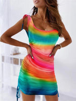 Mini Jurk met V-hals en Gradient Print - Mini Dresses - Jurkjes.co