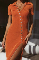 Mini Jurk met V-hals en Hoge Split - Midi Dresses - Jurkjes.co