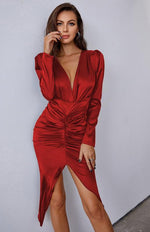 Mini Jurk met V-hals en Hoge Split - Mini Dresses - Jurkjes.co