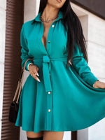 Mini Jurk met V-hals en Knoopsluiting - Mini Dresses - Jurkjes.co