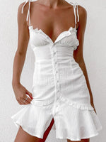 Mini Jurk met V-hals en Knopen - Group7 - Jurkjes.co