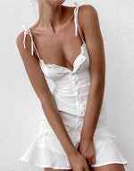 Mini Jurk met V-hals en Knopen - Group7 - Jurkjes.co