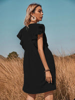 Mini Jurk met V-hals en Knopenlijst - Mini Dresses - Jurkjes.co