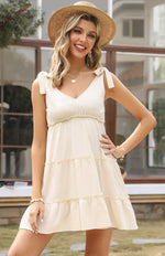 Mini Jurk met V-hals en Laagjesrok - Mini Dresses - Jurkjes.co