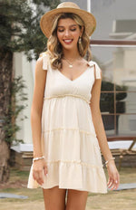 Mini Jurk met V-hals en Laagjesrok - Mini Dresses - Jurkjes.co