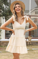 Mini Jurk met V-hals en Laagjesrok - Mini Dresses - Jurkjes.co