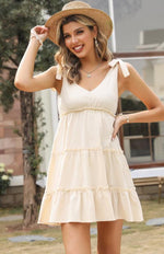 Mini Jurk met V-hals en Laagjesrok - Mini Dresses - Jurkjes.co