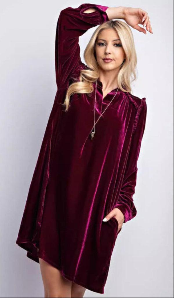 Mini Jurk met V-hals en Lange Mouwen - Mini Dresses - Jurkjes.co