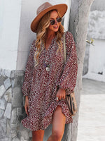 Mini Jurk met V-hals en Leopardenprint - Mini Dresses - Jurkjes.co