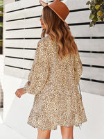 Mini Jurk met V-hals en Leopardenprint - Mini Dresses - Jurkjes.co