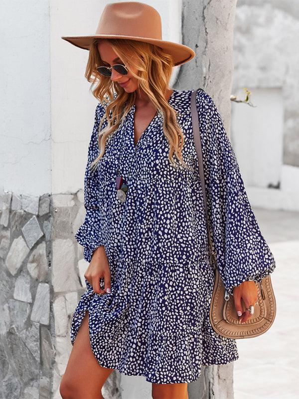 Mini Jurk met V-hals en Leopardenprint - Mini Dresses - Jurkjes.co