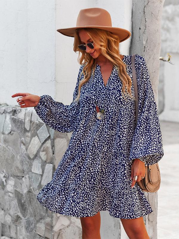 Mini Jurk met V-hals en Leopardenprint - Mini Dresses - Jurkjes.co