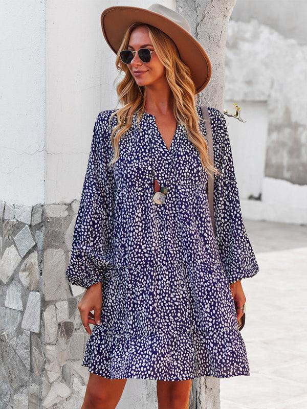 Mini Jurk met V-hals en Leopardenprint - Mini Dresses - Jurkjes.co