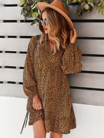 Mini Jurk met V-hals en Leopardenprint - Mini Dresses - Jurkjes.co