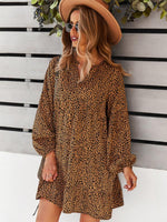 Mini Jurk met V-hals en Leopardenprint - Mini Dresses - Jurkjes.co