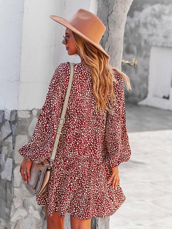 Mini Jurk met V-hals en Leopardenprint - Mini Dresses - Jurkjes.co