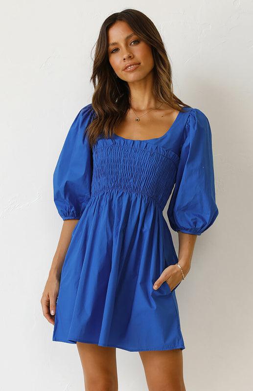 Mini Jurk met V-hals en Luchtige Mouwen - Mini Dresses - Jurkjes.co