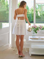 Mini Jurk met V-hals en Luchtige Mouwen - Mini Dresses - Jurkjes.co