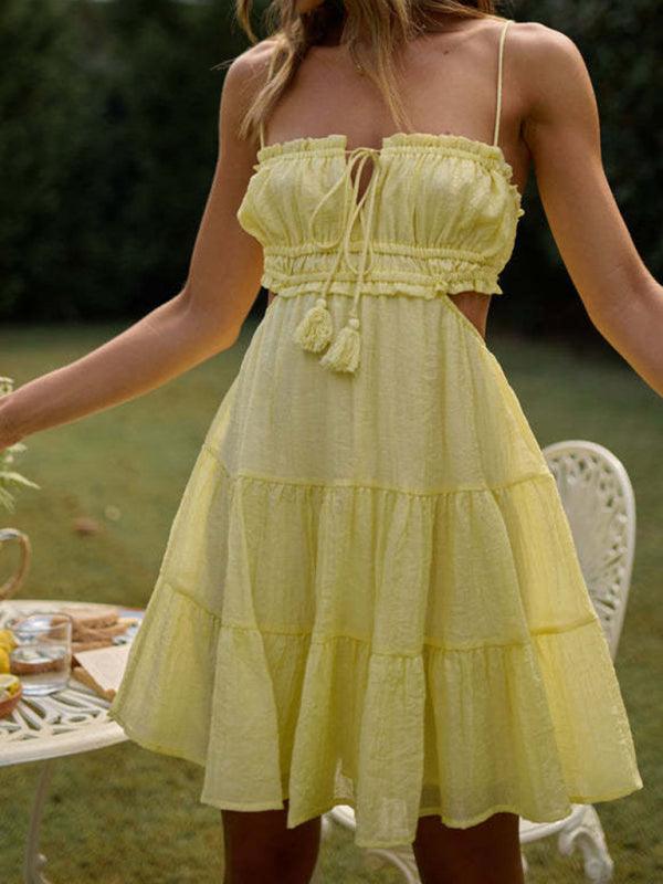 Mini Jurk met V-hals en Luchtige Mouwen - Mini Dresses - Jurkjes.co