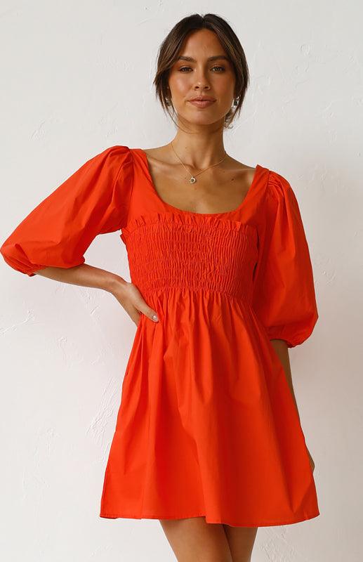 Mini Jurk met V-hals en Luchtige Mouwen - Mini Dresses - Jurkjes.co