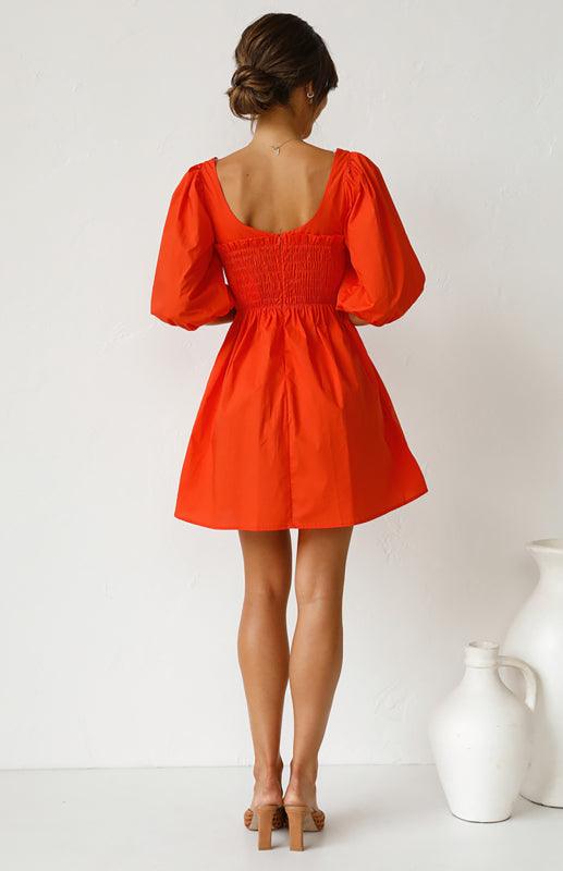 Mini Jurk met V-hals en Luchtige Mouwen - Mini Dresses - Jurkjes.co