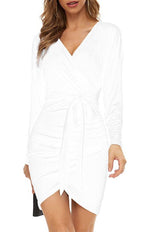 Mini Jurk met V-hals en Luxe Stijl - Mini Dresses - Jurkjes.co