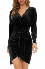 Mini Jurk met V-hals en Luxe Stijl - Mini Dresses - Jurkjes.co