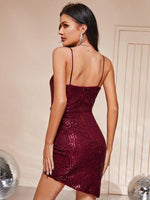 Mini Jurk met V-hals en Pailletten - Mini Dresses - Jurkjes.co