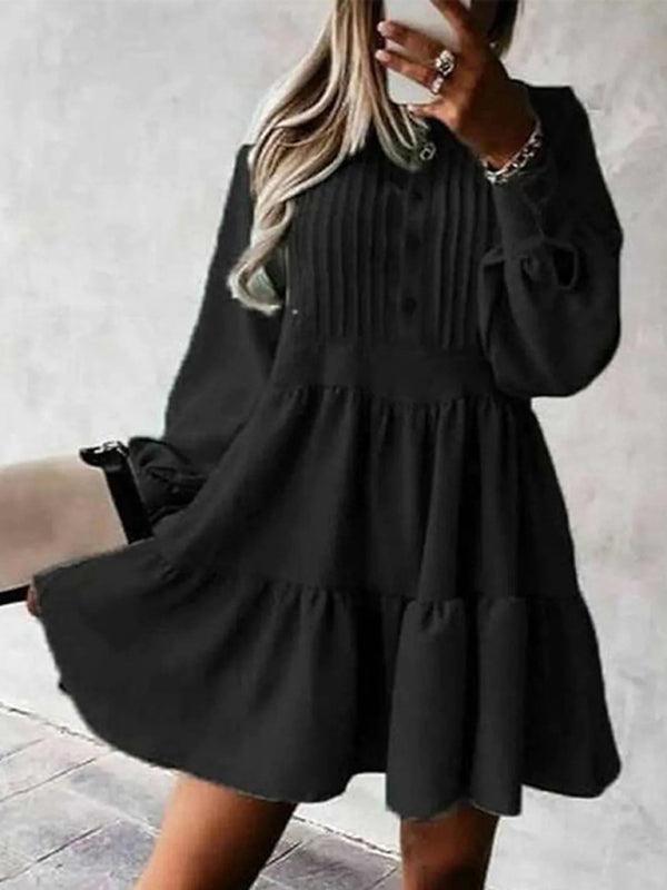 Mini Jurk met V-hals en Plooirok - Mini Dresses - Jurkjes.co