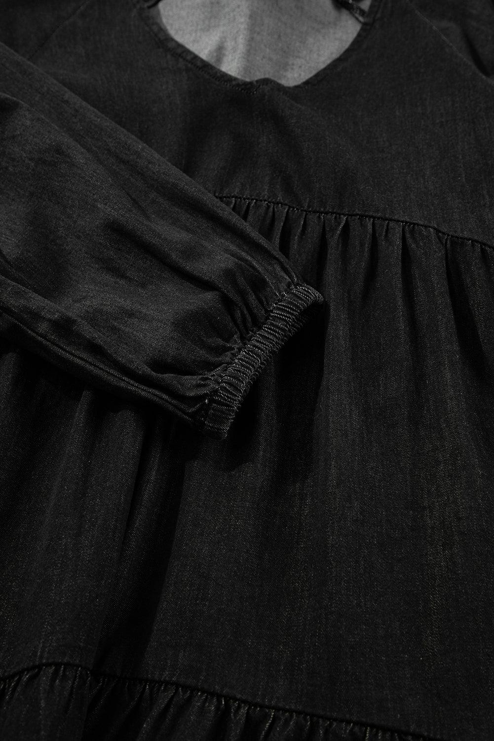 Mini Jurk met V-hals en Pofmouwen - Mini Dresses - Jurkjes.co
