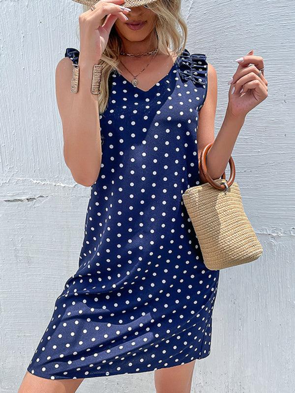 Mini Jurk met V-hals en Polka Dots - Group3 - Jurkjes.co